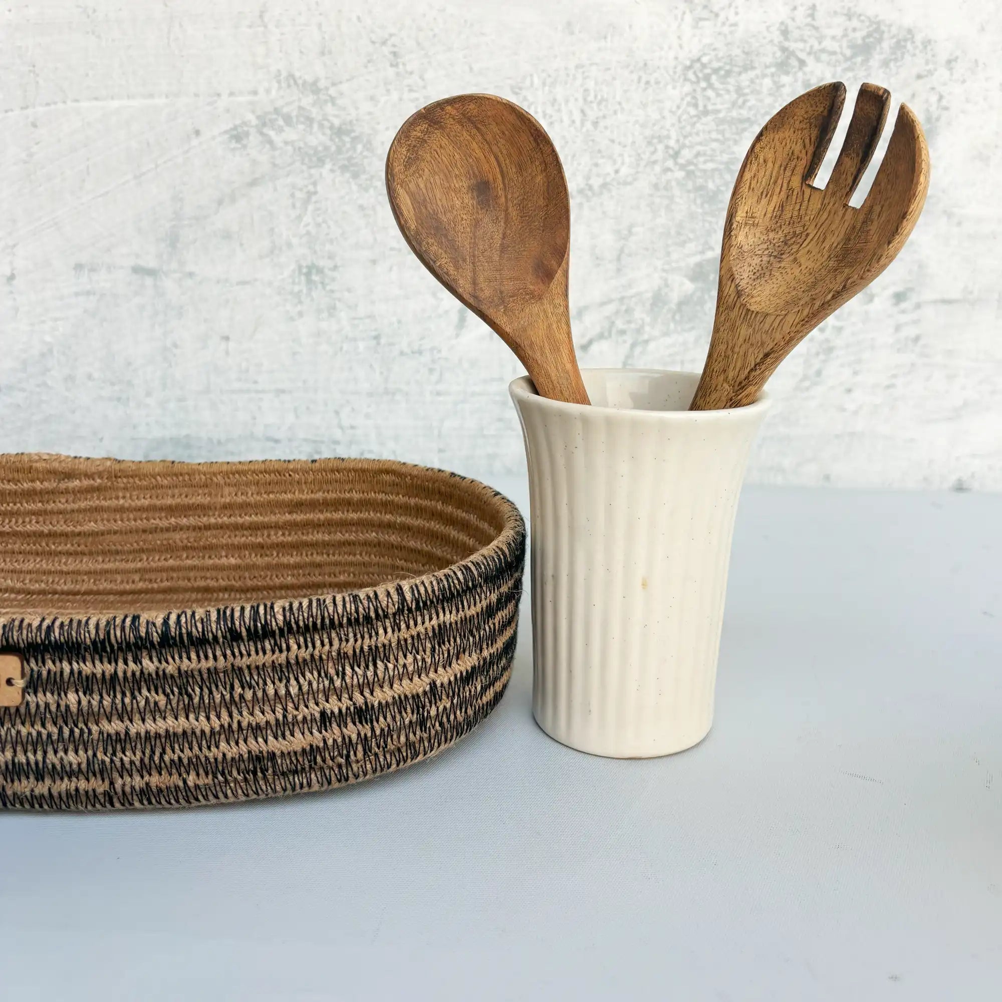 Seagrass-Black Embroidered Bread / Remote Multipurpose Basket