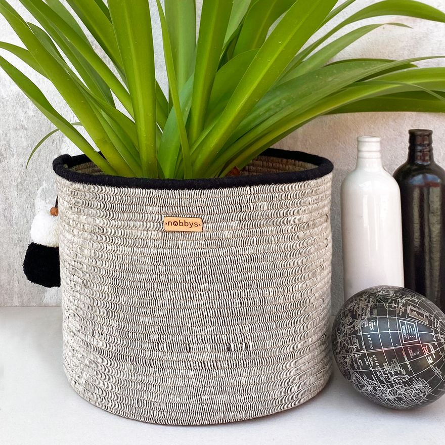 Black And White Monochromatic Planter With Black Edging (12