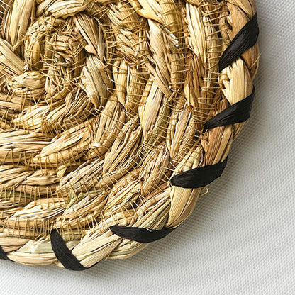 Black Raffia Embroidered Golden Grass Coasters Nobbys