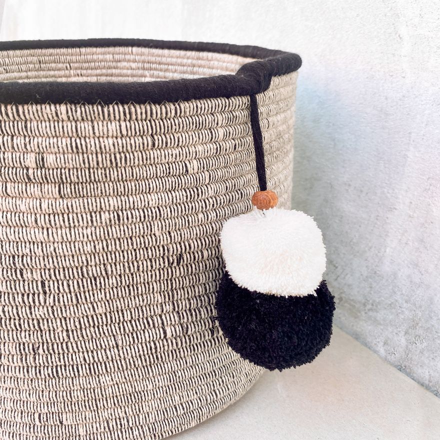 Classic Monochrome Multipurpose Cotton Basket (12"Dia x 10" Height) Nobbys