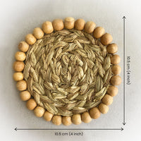 Golden Grass Coasters With Wooden Beads Nobbys
