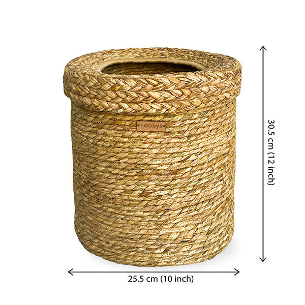 Golden Grass Dustbin with Lid (10"D x 12"H) Nobbys
