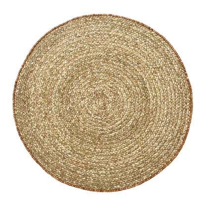 Golden Grass Rug With Wooden Beads Embroidery (4 Feet- 120 cm) Nobbys