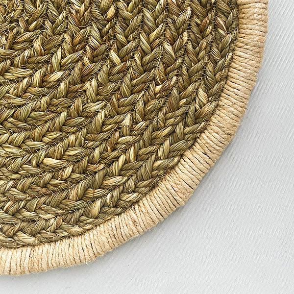 Hand Braided Seagrass-Moonj Placemat with Embroidered Edging Nobbys