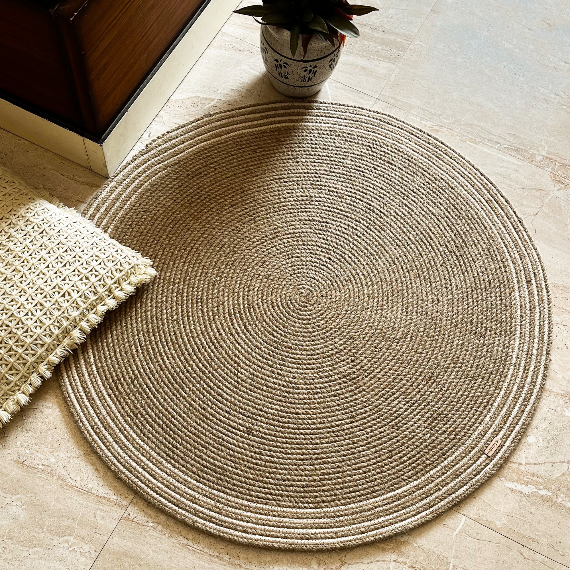Jute Natural Round Rug (4 Feet- 120 cm) – Nobbys