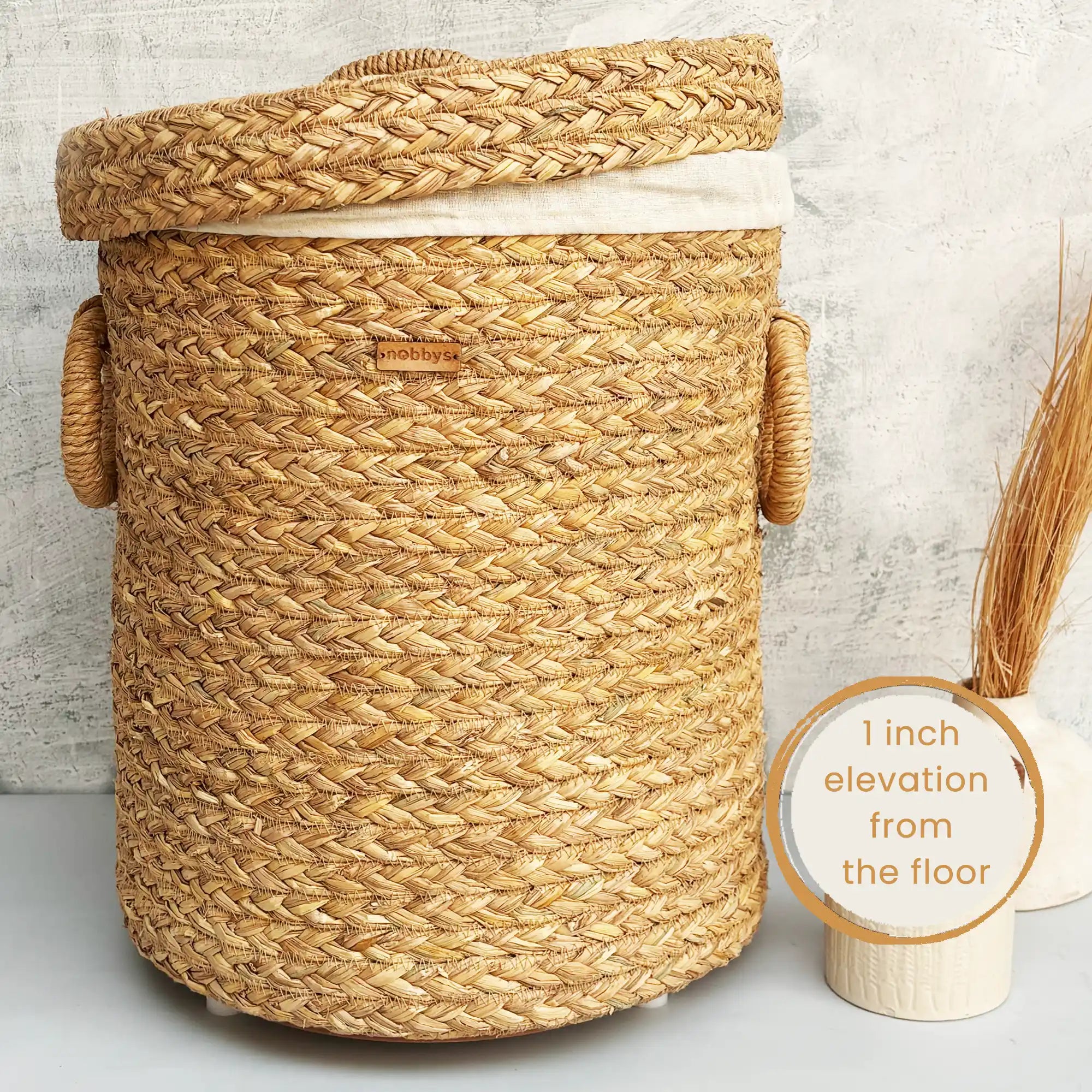 Golden Grass Laundry Basket With Lid and Bottom Spacers (2024 Edition)