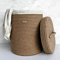 Jute Natural Laundry Basket With Lid Nobbys