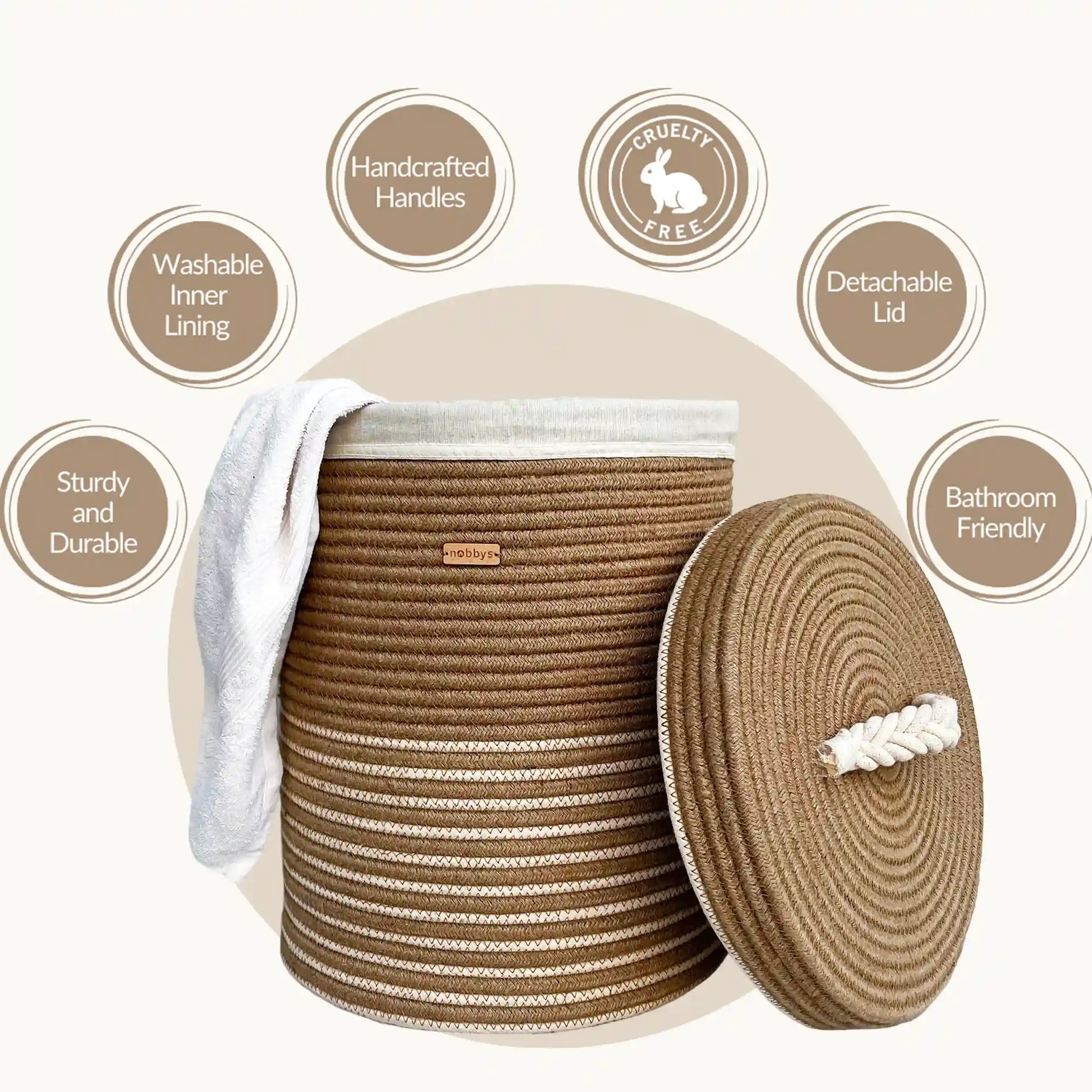 Durable, Sturdy Laundry Basket with Lid Bestseller Nobbys