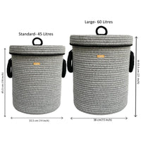 Silver Grey Laundry Basket with Lid and Bottom Spacers (2024 Edition)