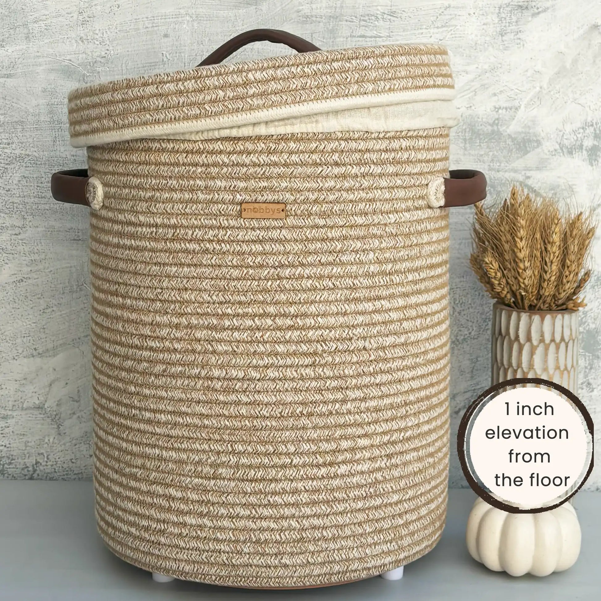 cotton laundry basket with leather handlescotton laundry basket with leather handles