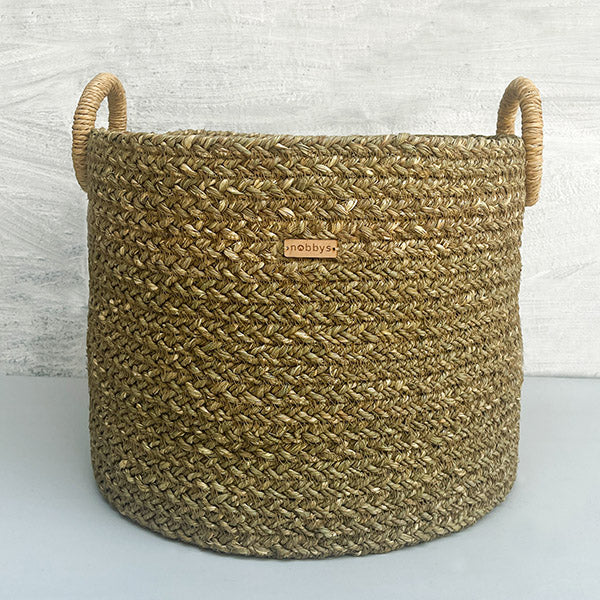 Macrame Seagrass Laundry Basket With Moonj Coiling Handle (16"Dia x 14"Height) - 45 Litres Nobbys