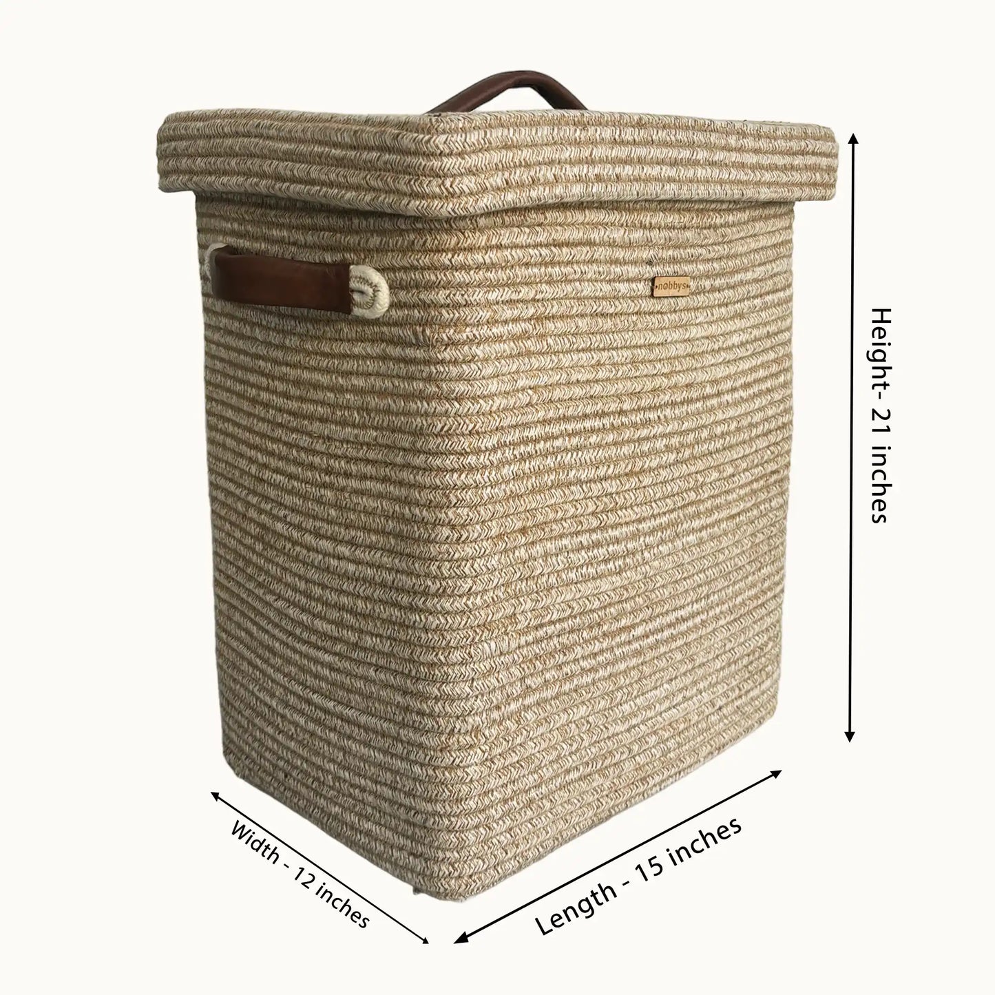 Ivory Luxe Rectangular Laundry Hamper with Lid - 60 Litres