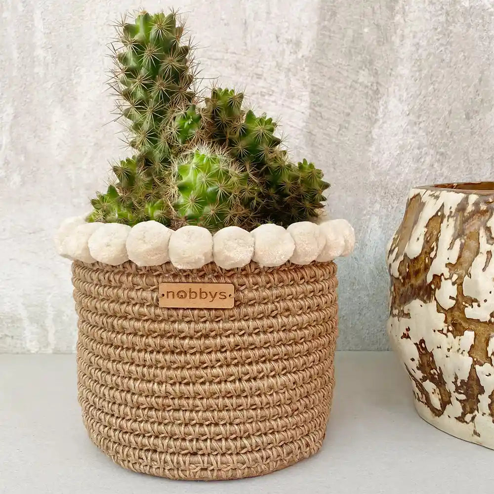 Crochet Planter With Cotton Pom-Poms (5.5