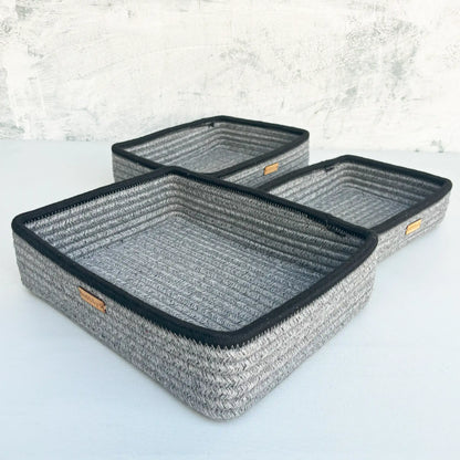 Silver Grey Storage Baskets (Set of 3)